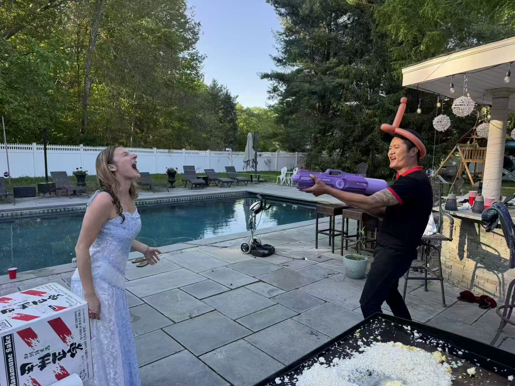 Hibachi fire show on the grill