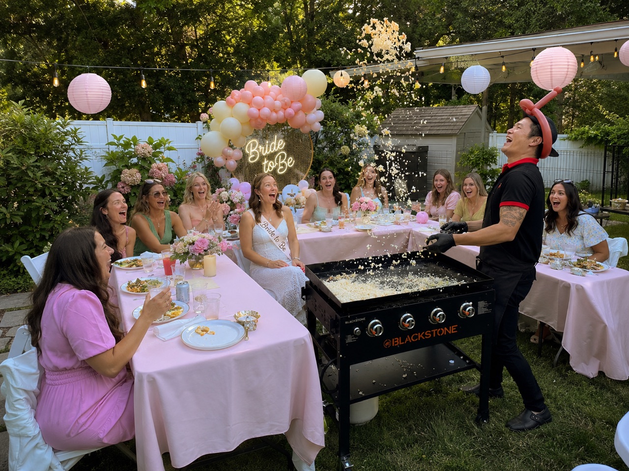 Bridal shower hibachi party by Go For Hibachi in Massachusetts