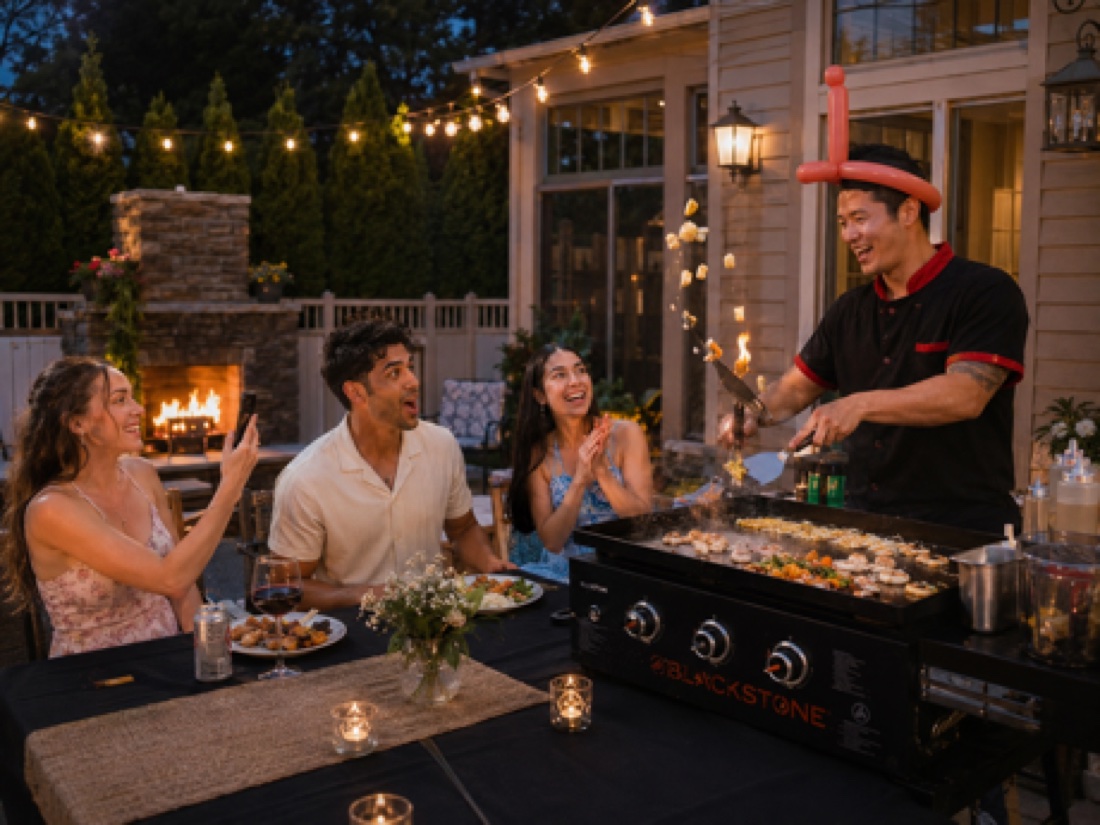 Intimate backyard hibachi dinner by a Go For Hibachi chef in Rhode Island